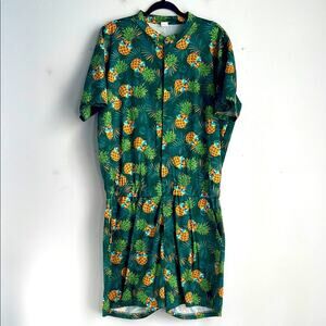 Pineapple sunglasses one piece short sleeve short full zip festival Pride romper